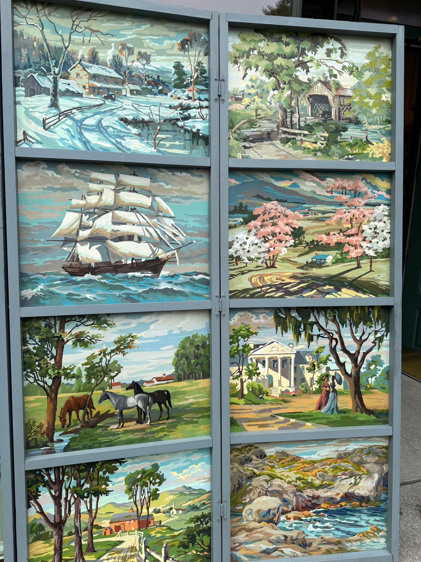 Vintage 1950's Original Paint by Numbers Screen/Room Divider
