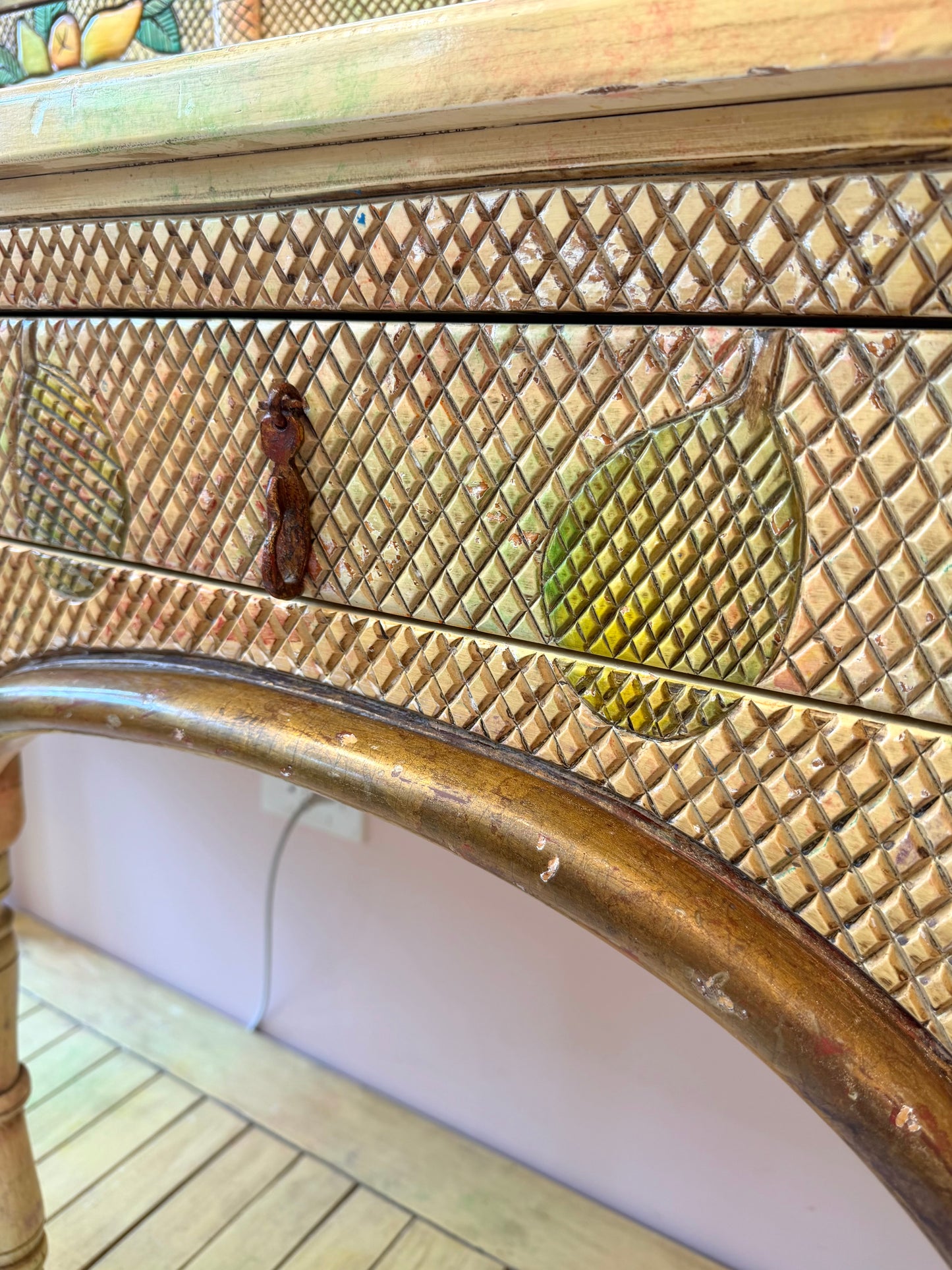 Vintage Hand Crafted Mexican Console and Mirror Set by Diseños Caaesa
