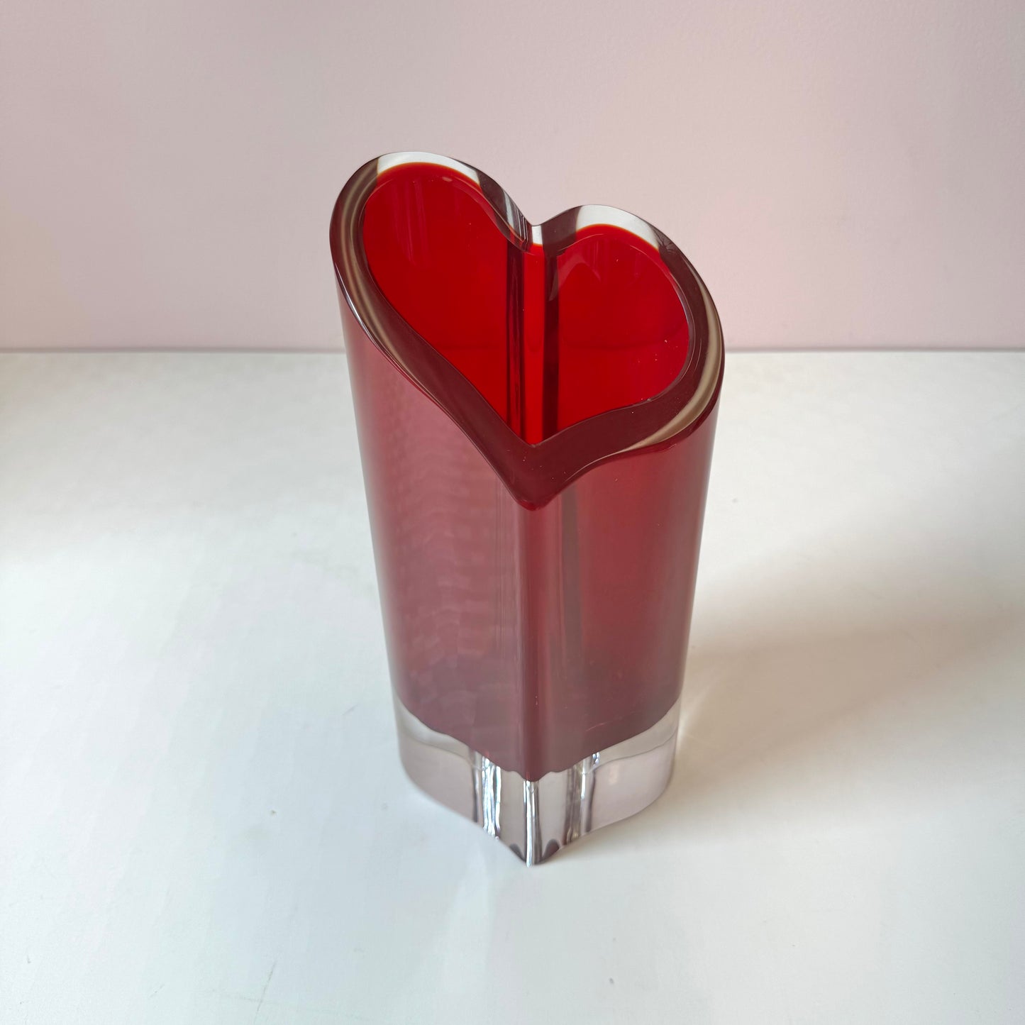 Vintage Crystal Red Heart Vase by Movado