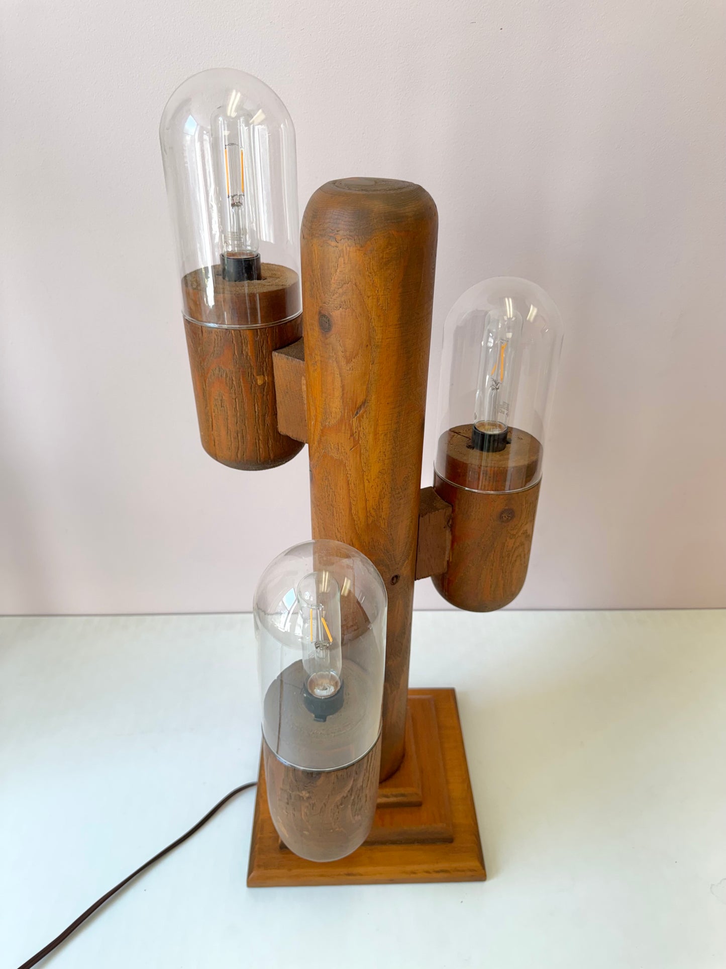 Vintage 1990’s Wooden Modeline Replica Saguaro Cactus Lamp (as is)