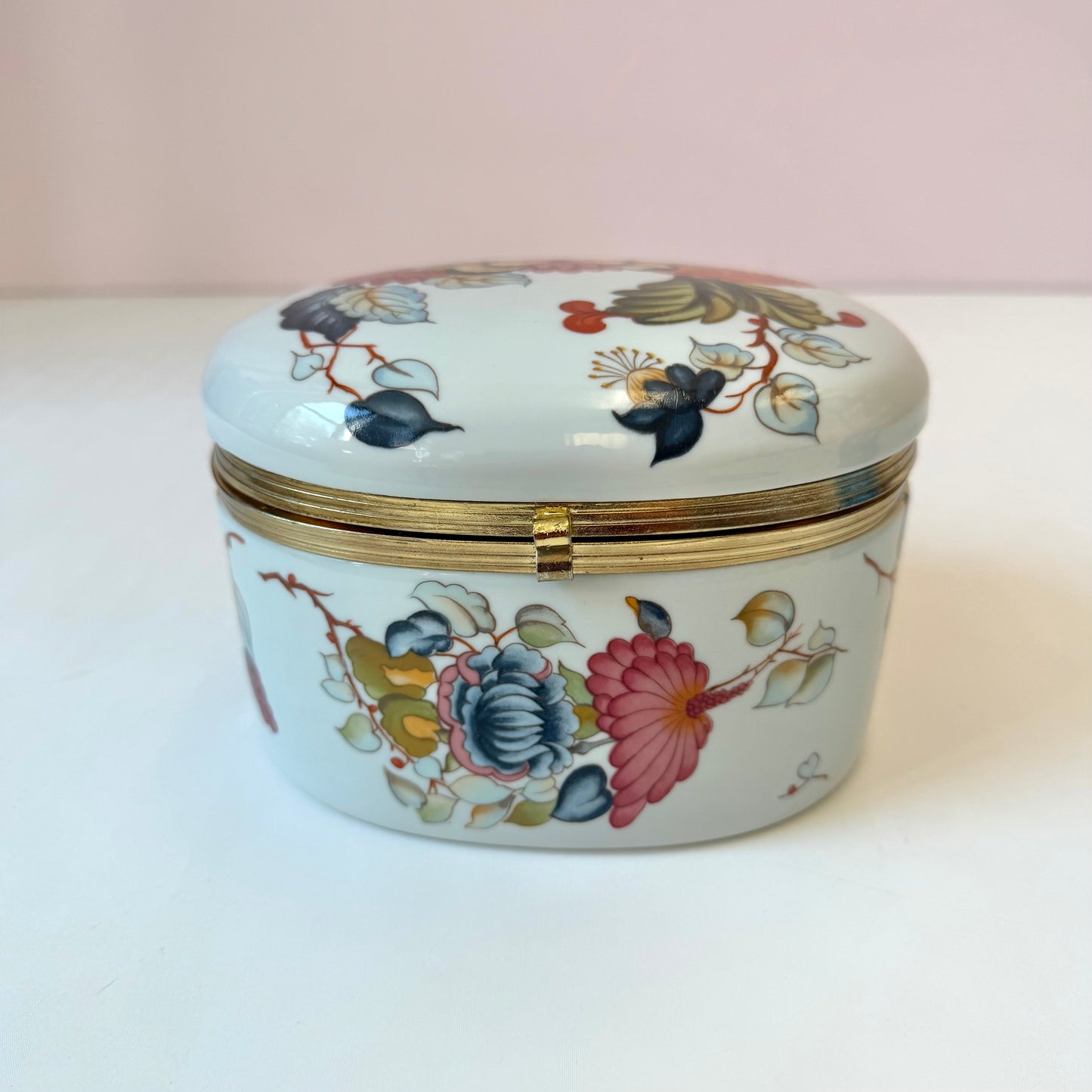 Vintage Porcelain Hinged Floral Box from Andrea by Sadek