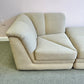 Vintage Soft Beige Tweed Chair & Ottoman