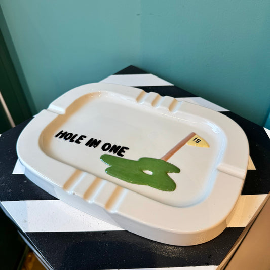 Large Vintage Ceramic ‘Hole in One’ Ashtray