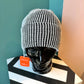 Rib Knit Beanie: Black White