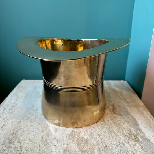 Vintage Brass Top Hat Planter/Wine Bucket