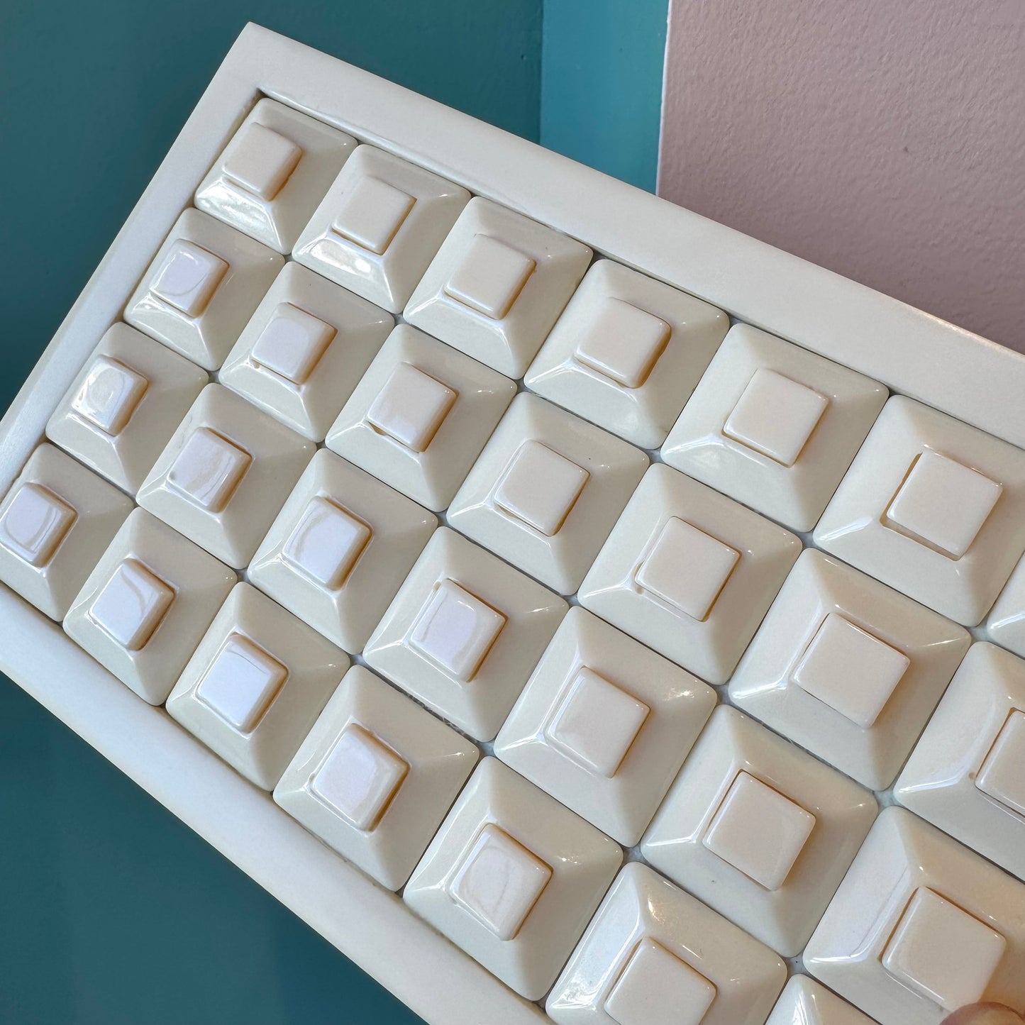 Beige Resin Geometric Decorative Box