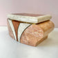 Vintage Maitland Smith Style Pink and Cream Tessellated Stone Box