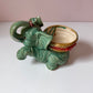 Vintage Green Ceramic Elephant Planter