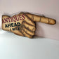 Vintage “Antiques Ahead 1 Mile” Pointing Hand Sign