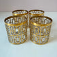 Vintage Set of 4 Imperial Glass Company Tumbler Glasses in the Gold Shoji Pattern