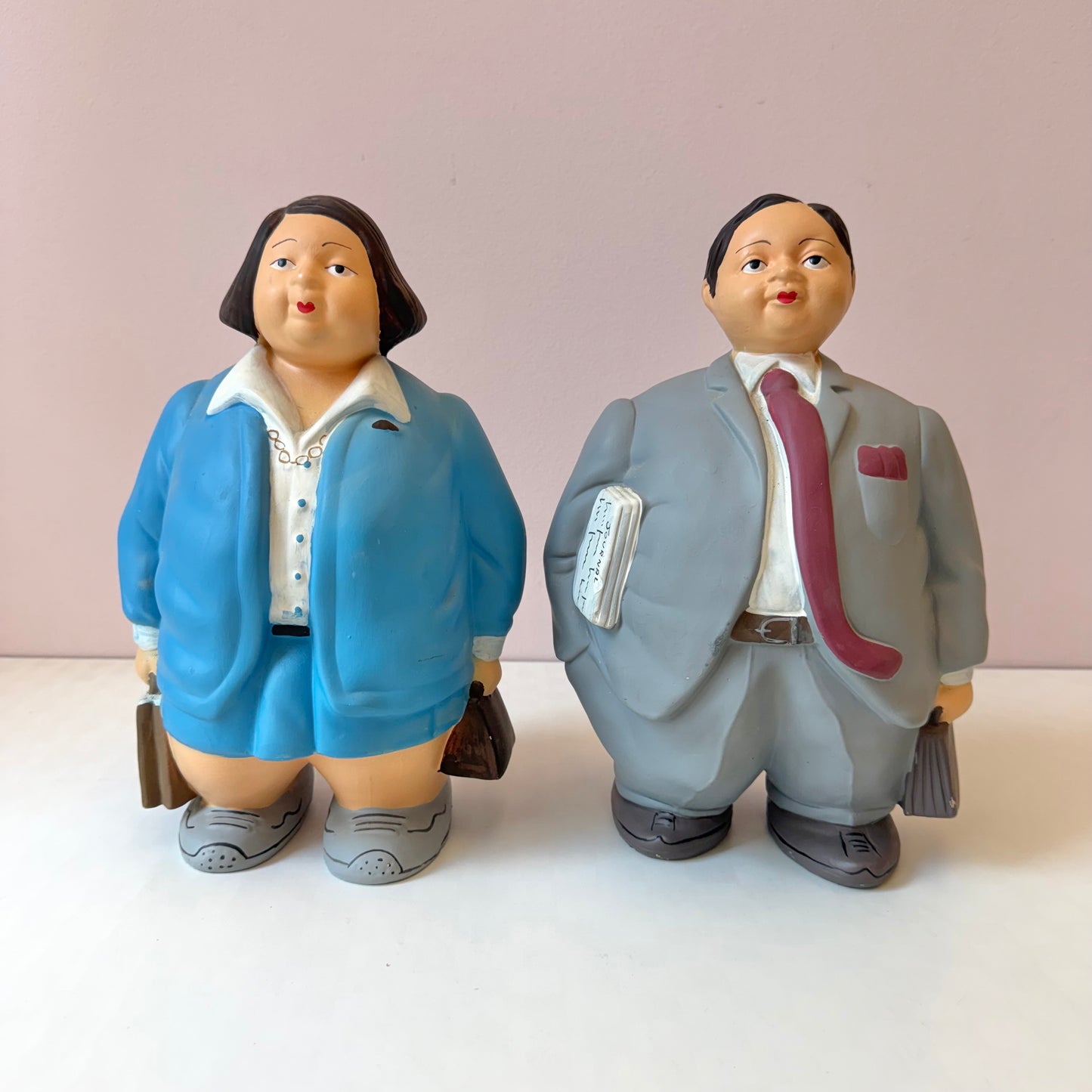 Vintage Chubby Business Couple Money Banks Attributed to L’Aquilone Italy