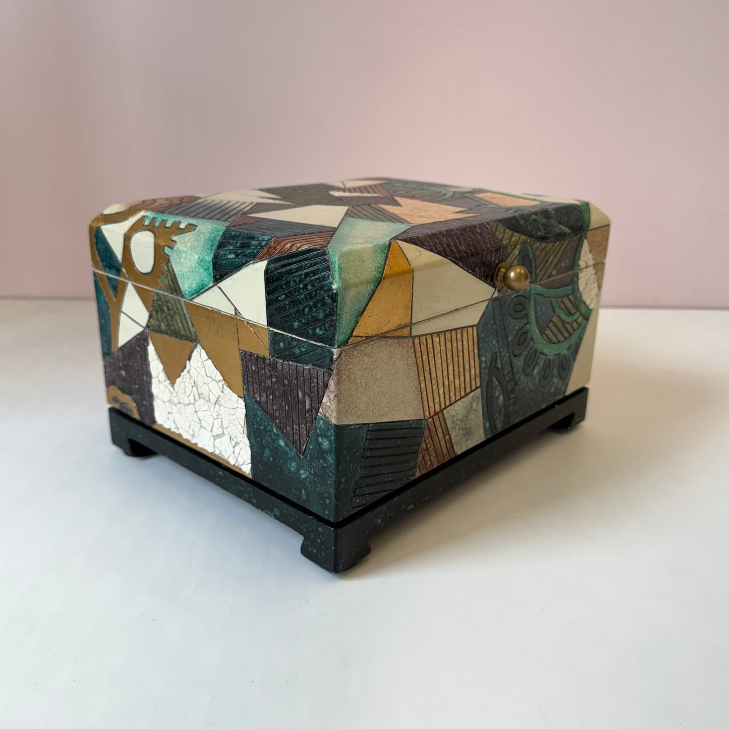 Vintage Postmodern Mosaic Style Storage Box