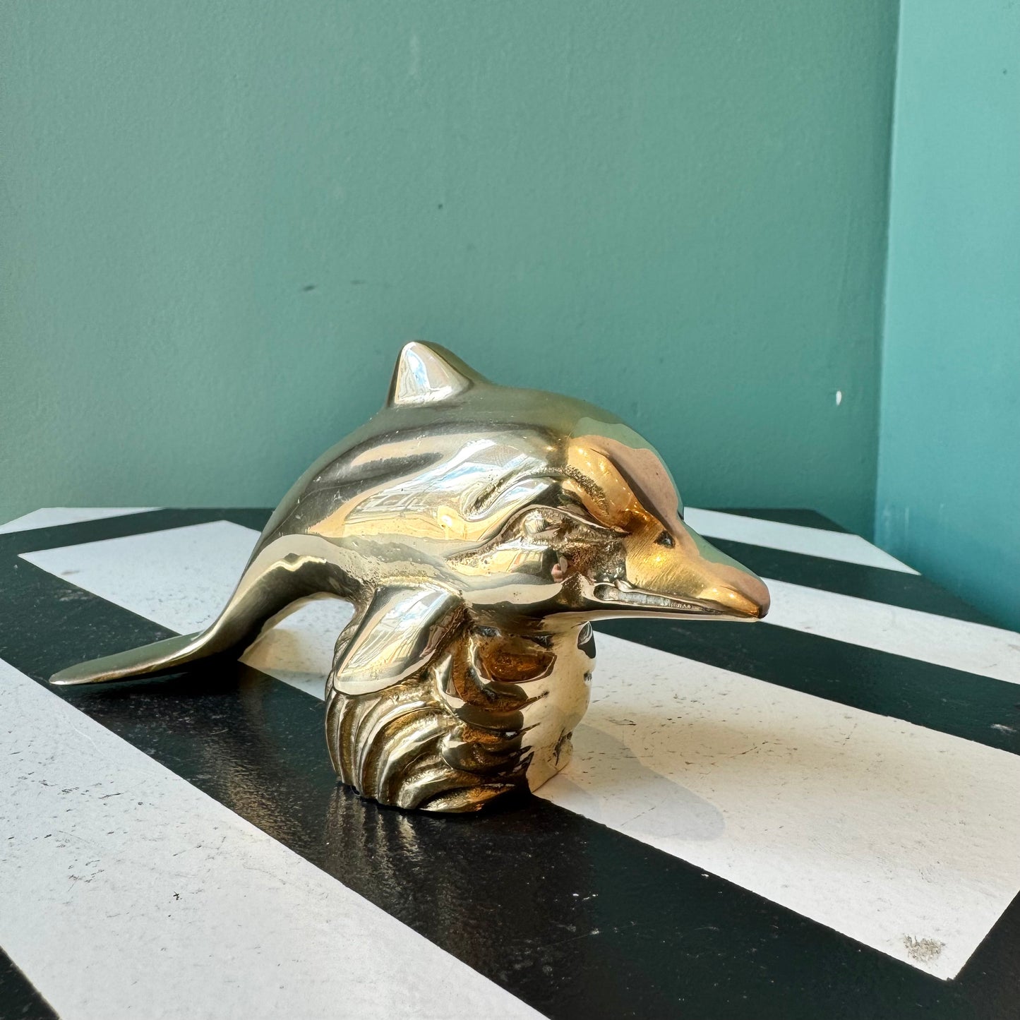 Small Vintage Brass Dolphin Figurine