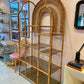 Vintage Wicker Rattan Etagere with Smoked Glass