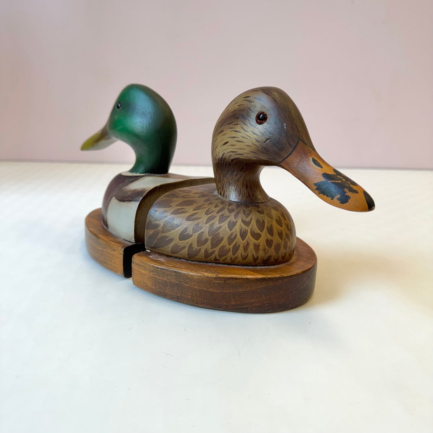 Vintage Set of 1979 Wooden Mallard Duck Bookends