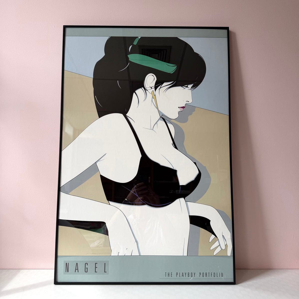 Vintage Framed "The Playboy Portfolio" Serigraph Print by Patrick Nagel