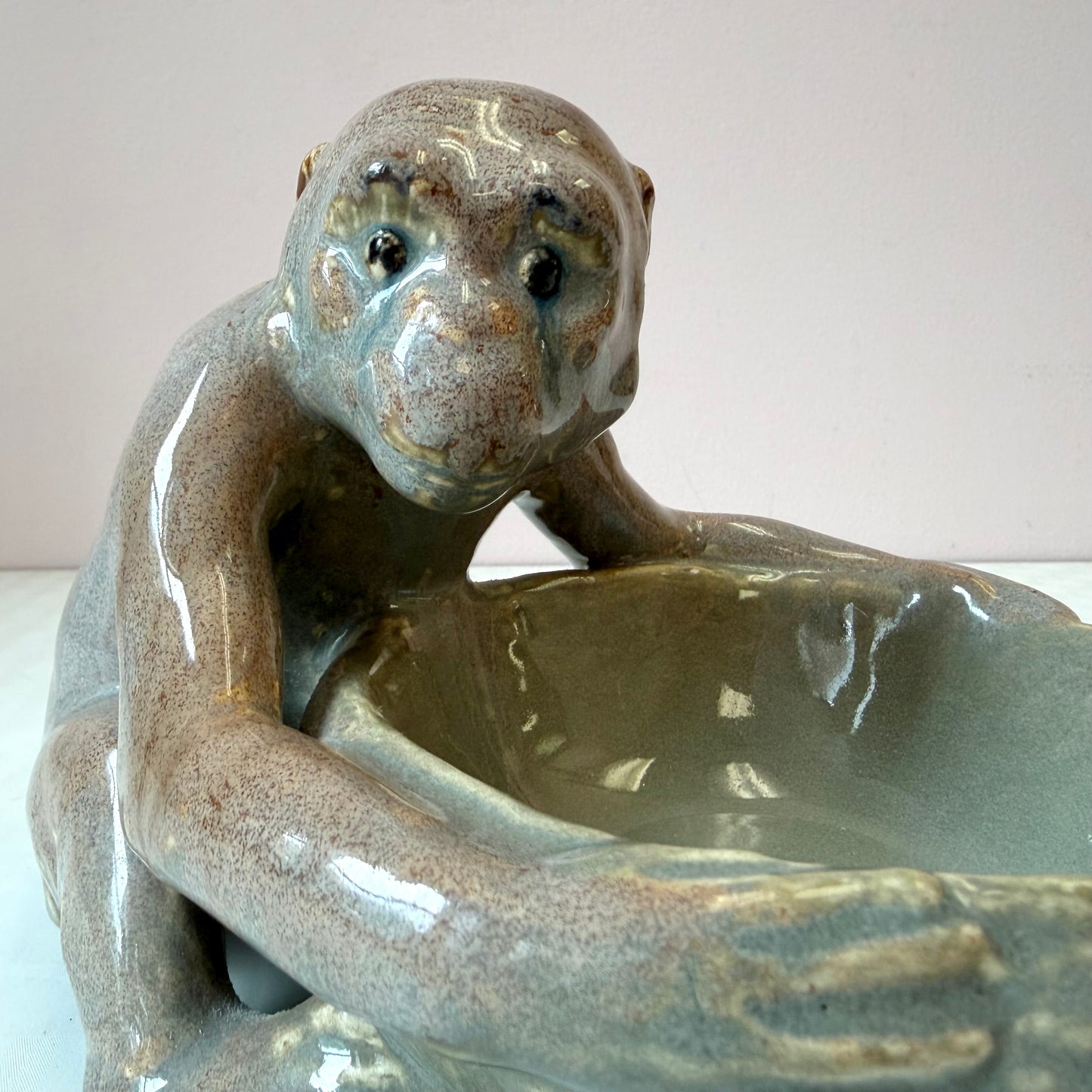 Vintage Glazed Ceramic Monkey Bowl by Villeroy & Boch Merzig