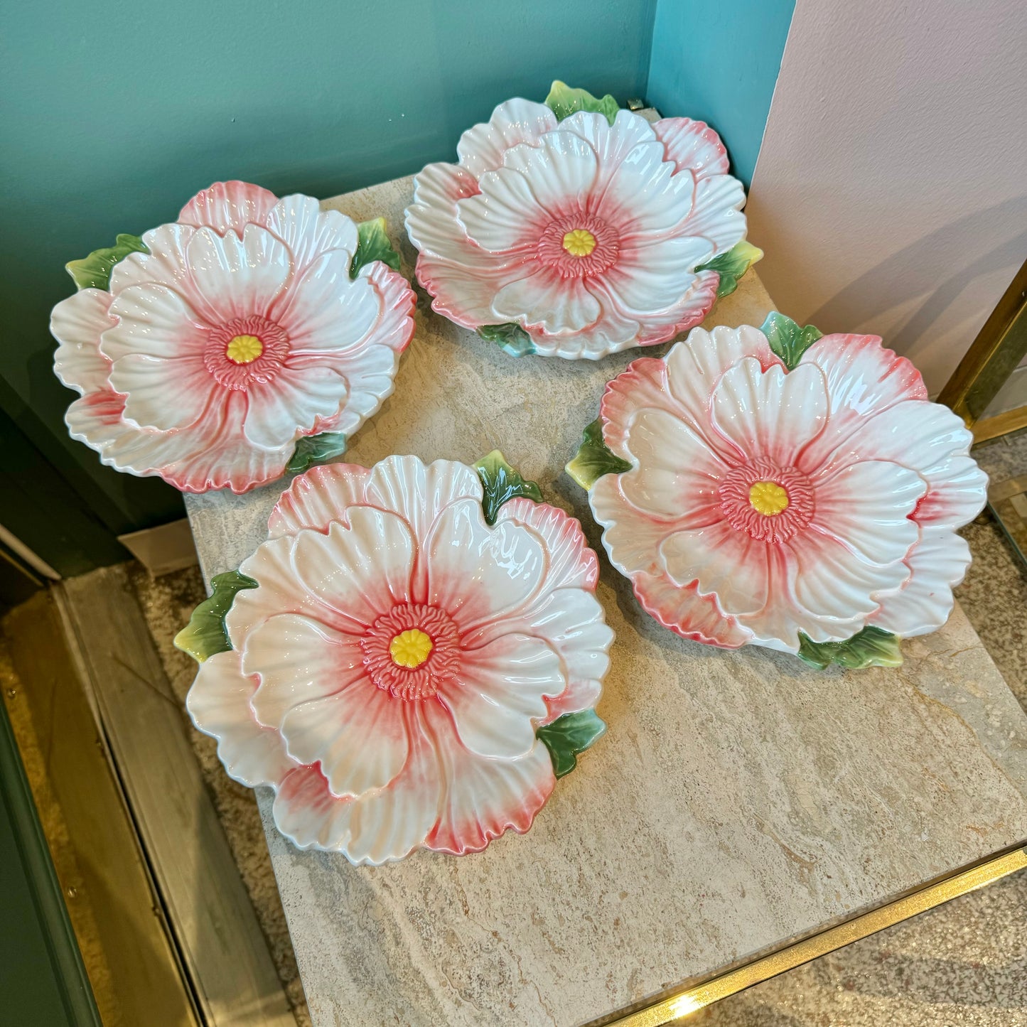 Set of 4 Fitz and Floyd La Fleur Flower Plates