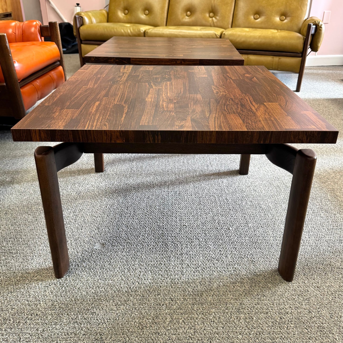 Mid Century Modern Jens Risom Style Walnut and Laminate Floating Coffee/Side Table