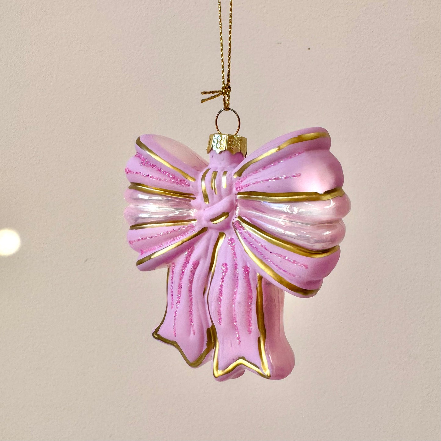 Sparkling Satin Bow Glass Ornament