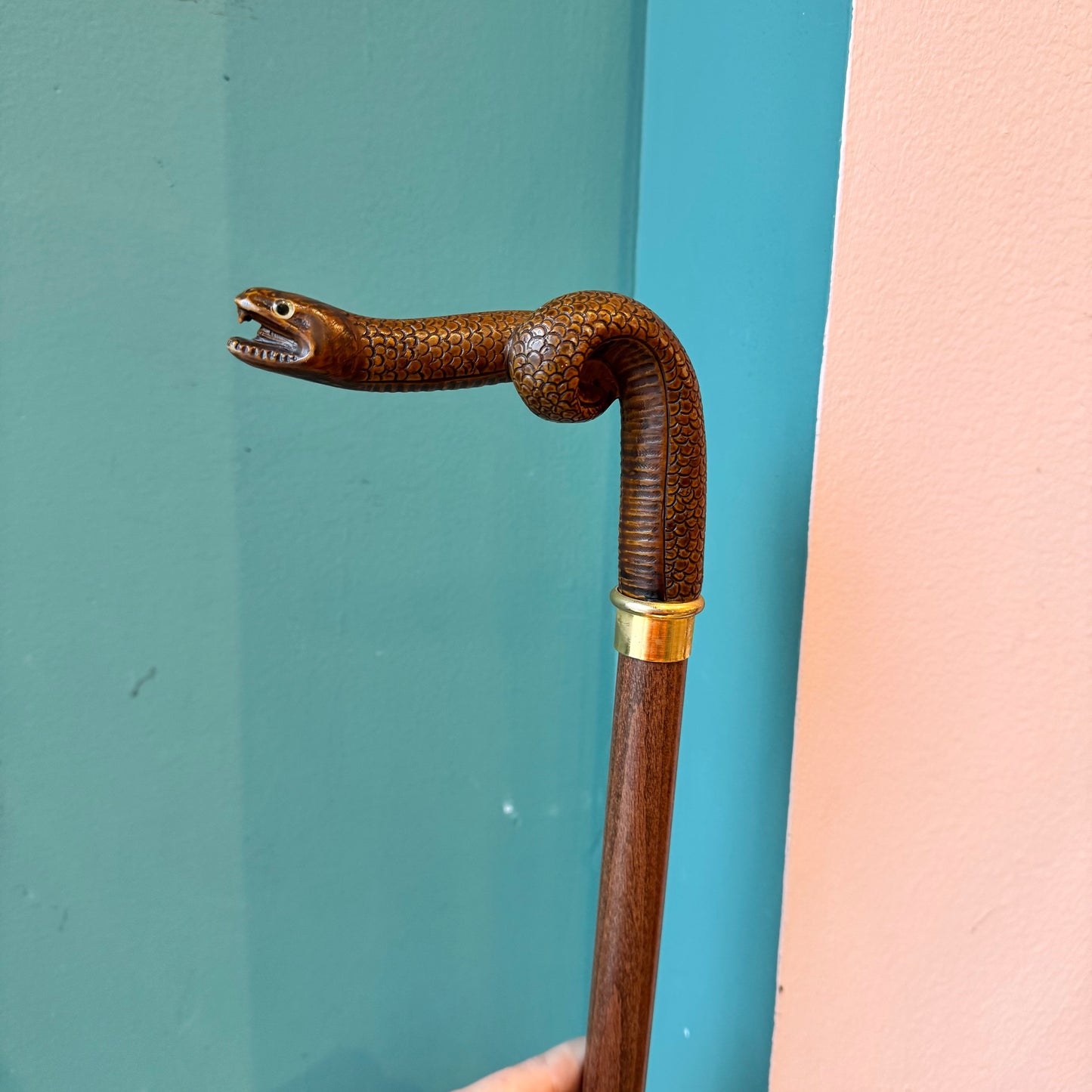 Vintage Coiled Snake Walking Stick Cane