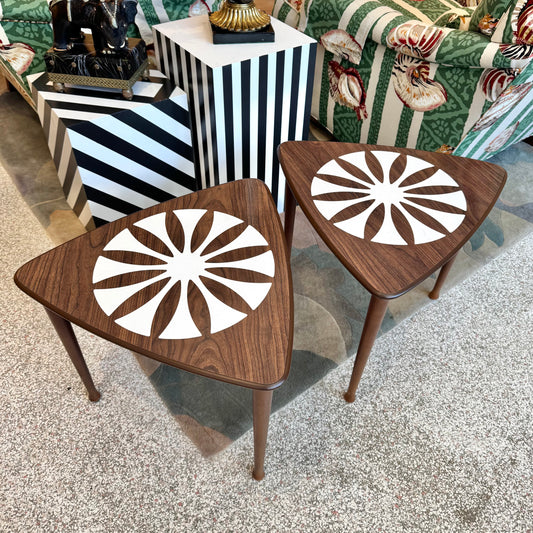 Pair of Mid Century Modern Triangular Stacking Tables
