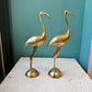 Vintage Pair of Brass Etched Cranes