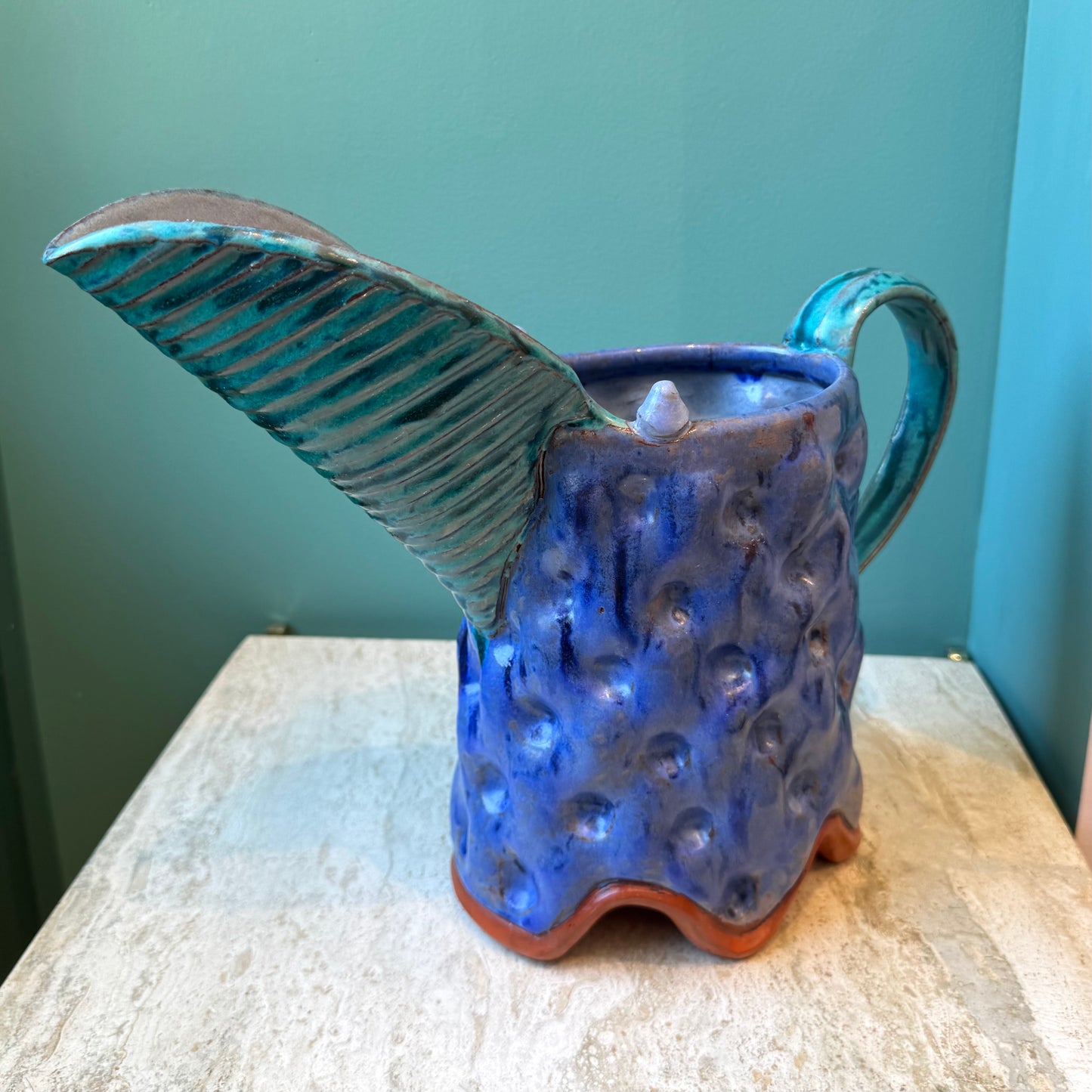 Large Vintage Studio Pottery Pitcher signed Flyn