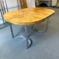 Vintage Milo Baughman Style Extendable Oval Burl and Chrome Dining Table