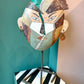 Vintage Tessellated Stone Face Mask Sculpture by Joseph De Castro