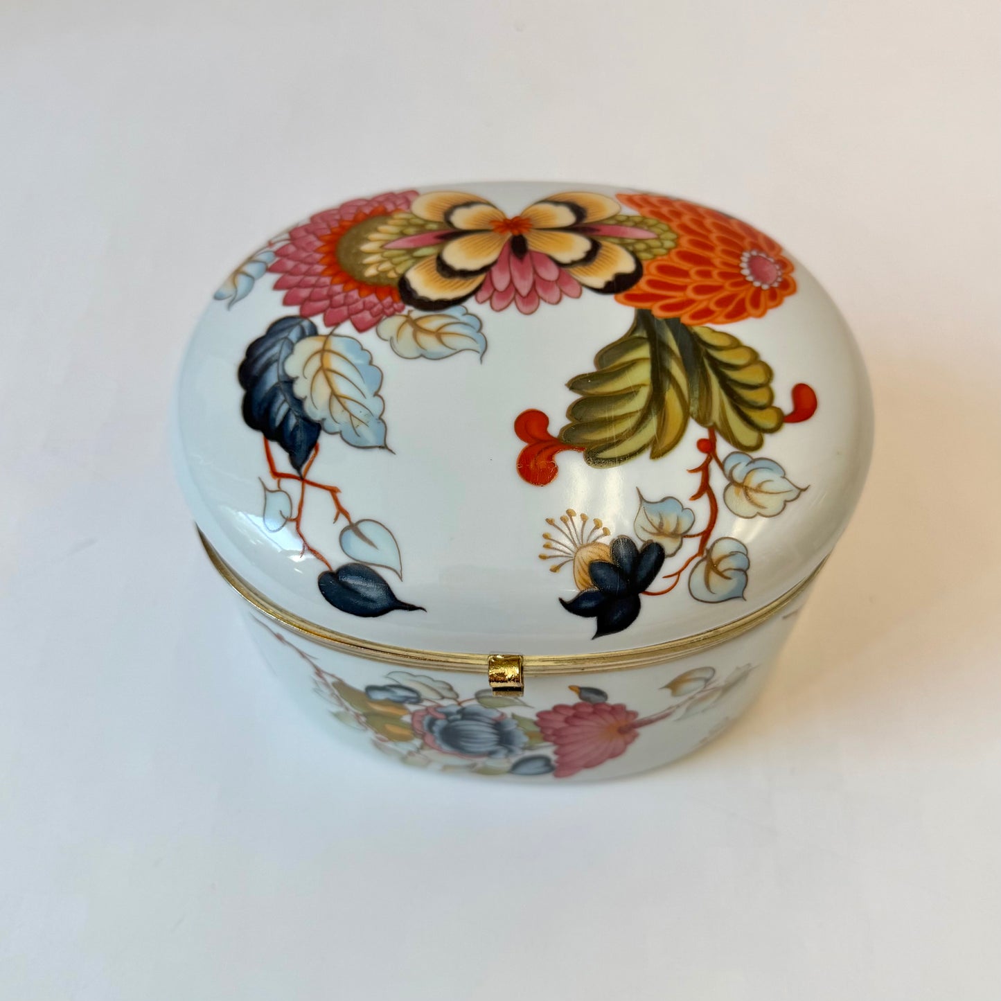 Vintage Porcelain Hinged Floral Box from Andrea by Sadek