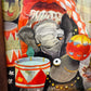 Vintage Small Original Framed "The Little Circus" 1980 Mixed Media on Board by Phyllis Londraville