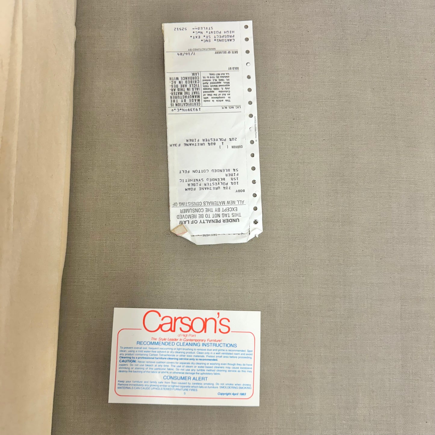 Vintage Three Piece Cream Sofa by Carson’s