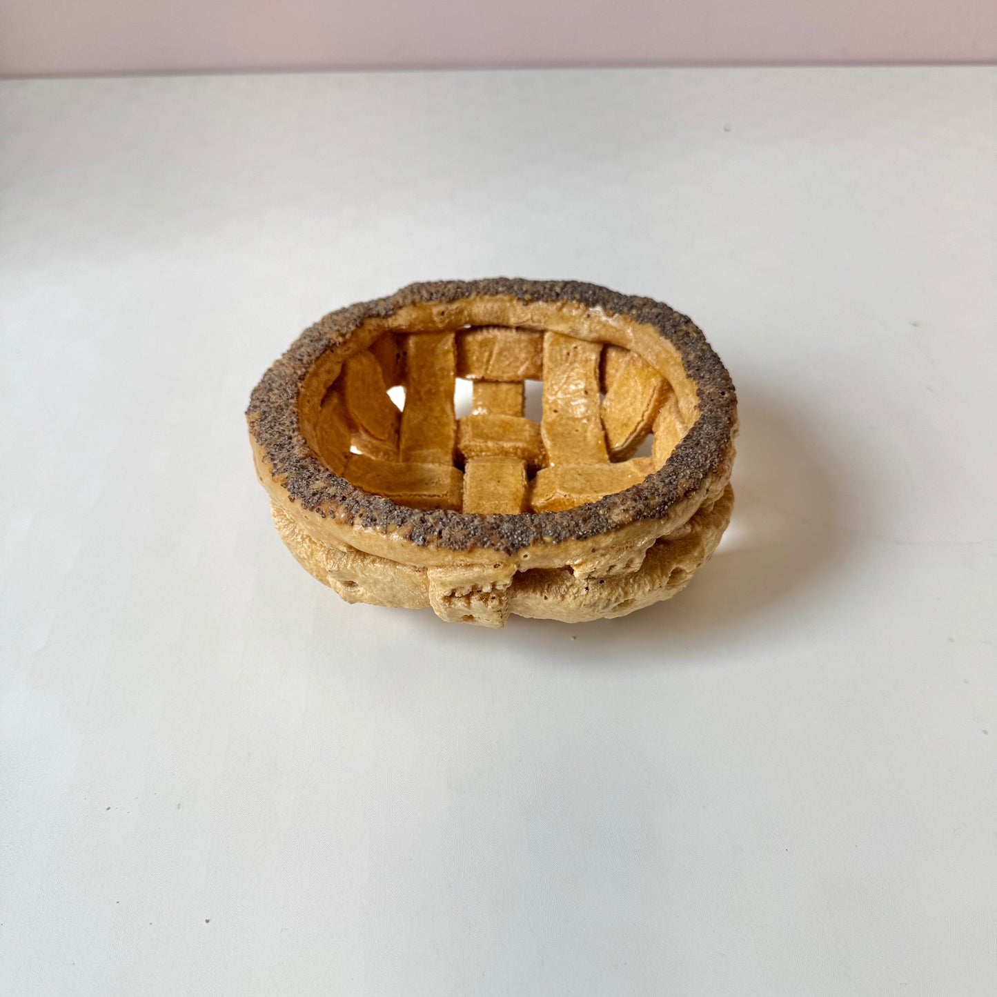 Vintage Small Poppyseed Salt Dough Woven Bagel Bread Bowl