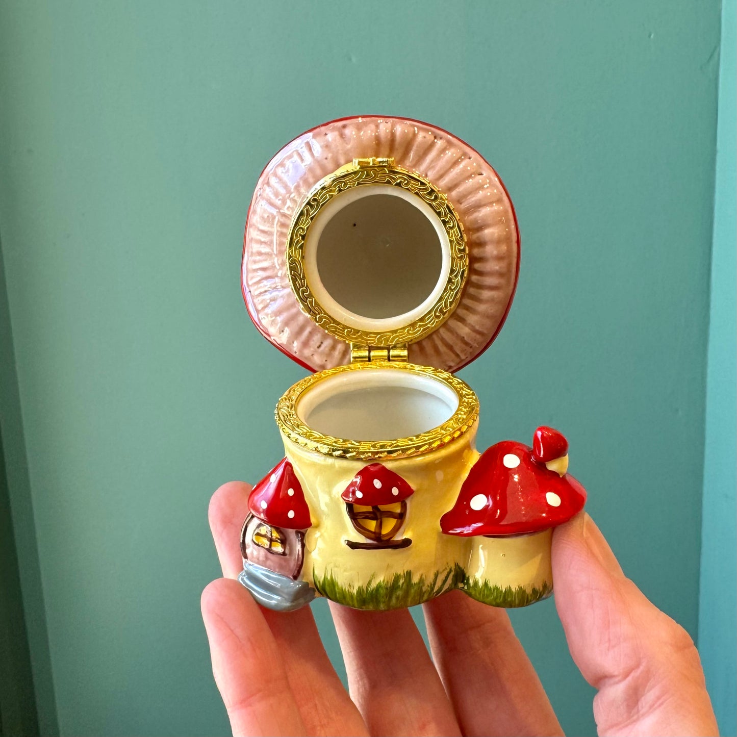 Mushroom House Hand Painted Trinket Box