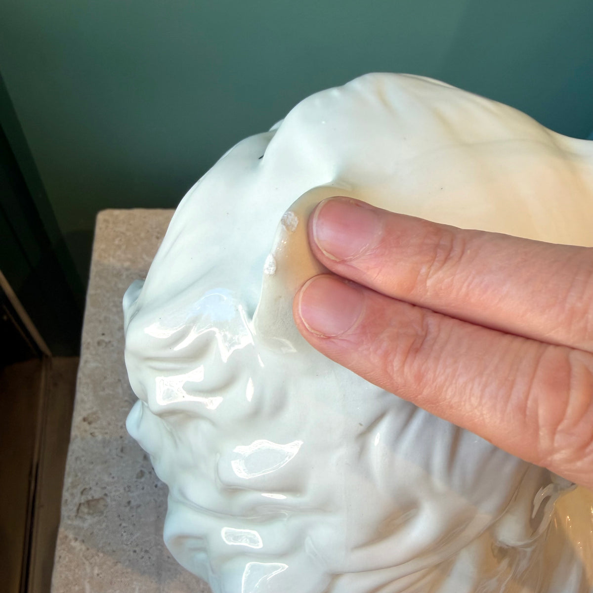 Vintage 1980’s Large White Ceramic Persian Cat Sculpture