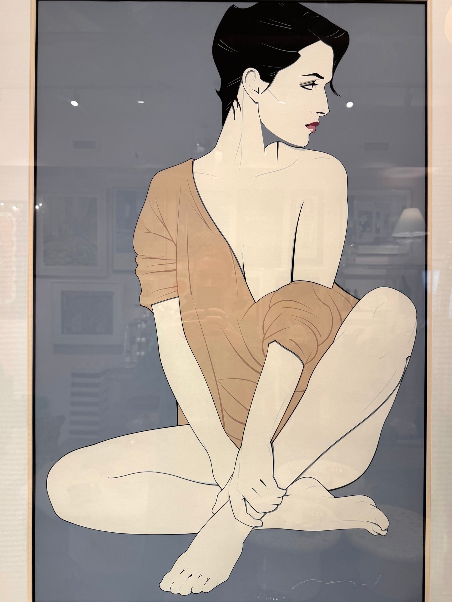 Vintage Framed Patrick Nagel Serigraph Titled "Commemorative #4"