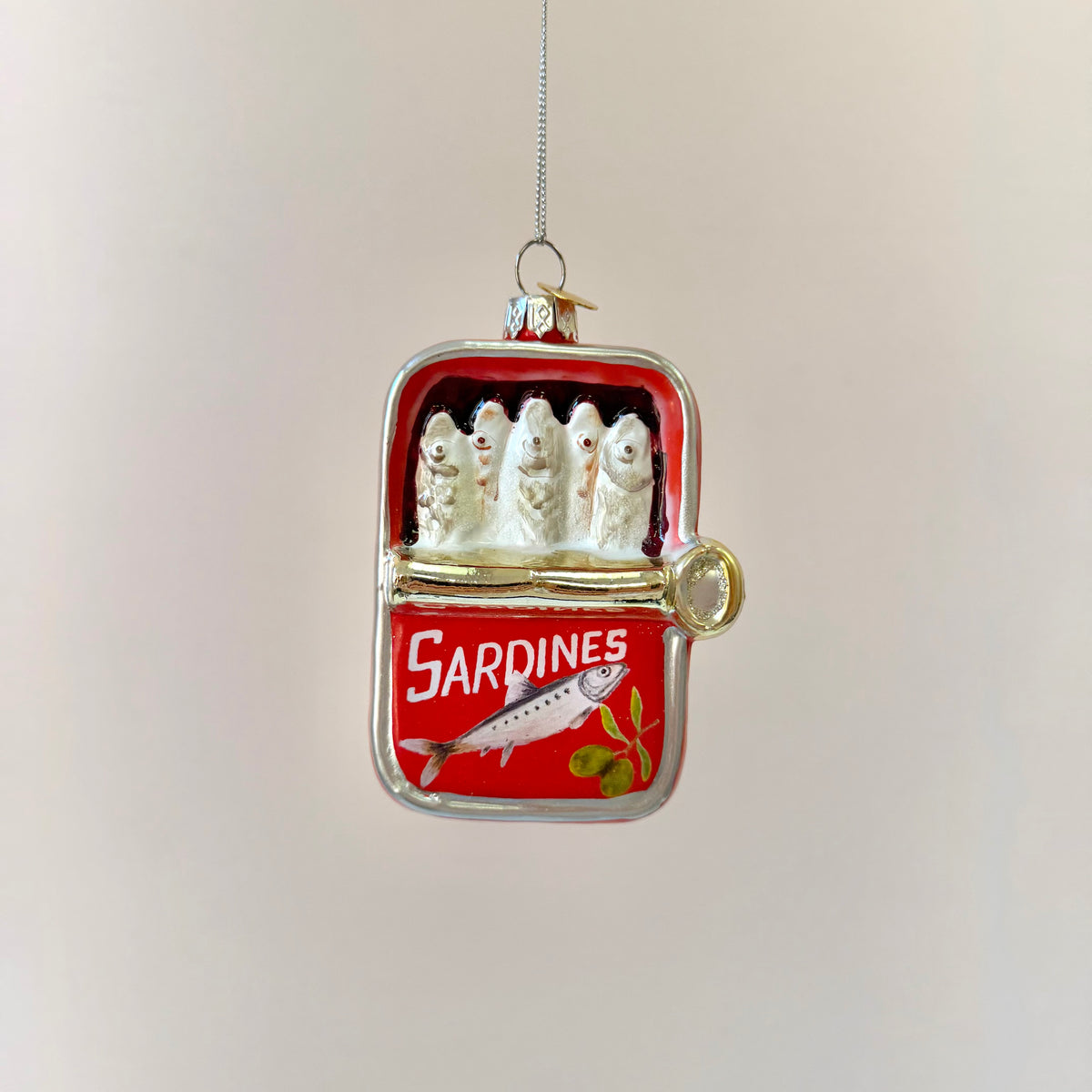 Can of Sardines Glass Ornament