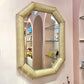 Vintage Faux Snakeskin and Brass Octagonal Bullnose Mirror