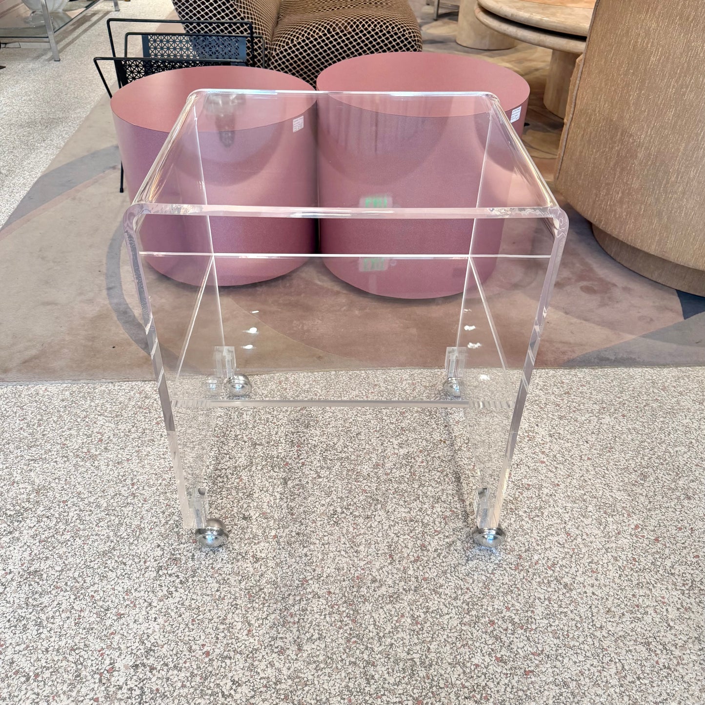Vintage Lucite Rolling Shelf/Side Table