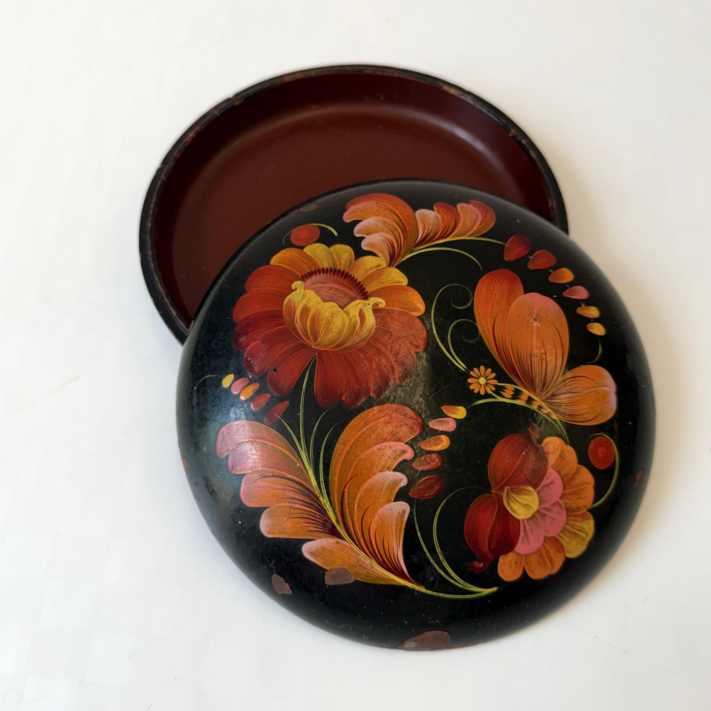 Vintage Hand Painted Floral Trinket Box