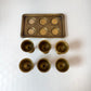 Vintage Set of 6 Brass Cups with Tray