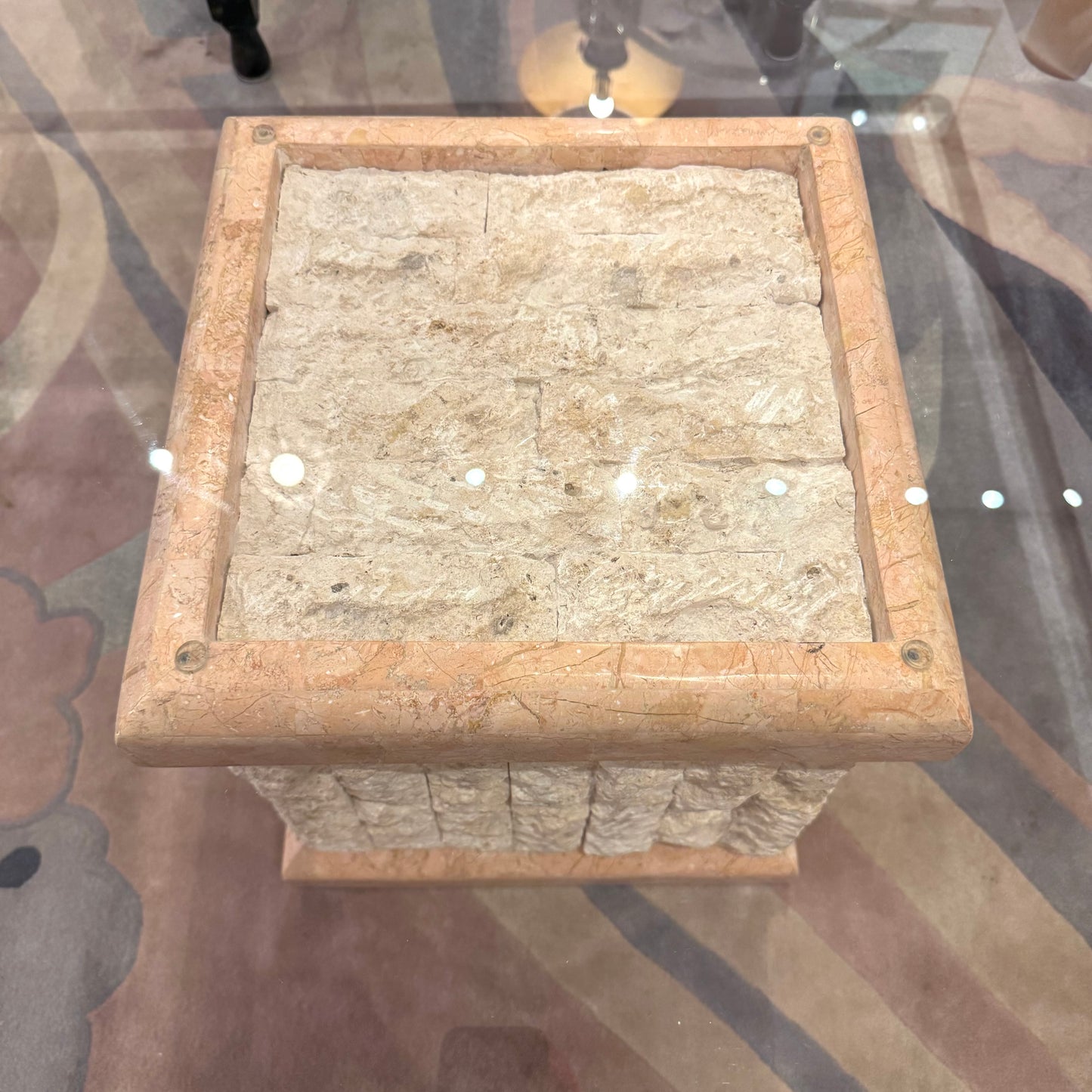 Vintage Tessellated Stone and Glass Coffee Table