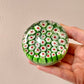 Vintage Green, Red and White Millefiori Paperweight