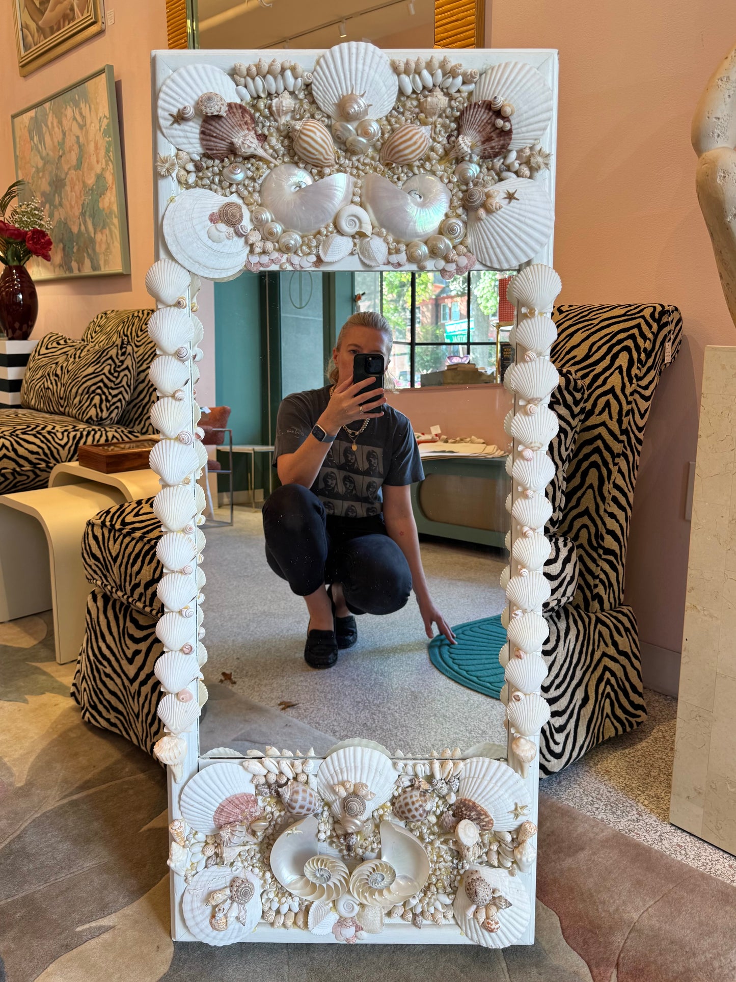 Vintage Shell Encrusted Mirror
