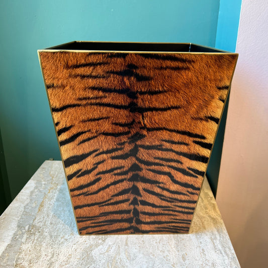 Tiger Stripe Decoupage Wastepaper Basket