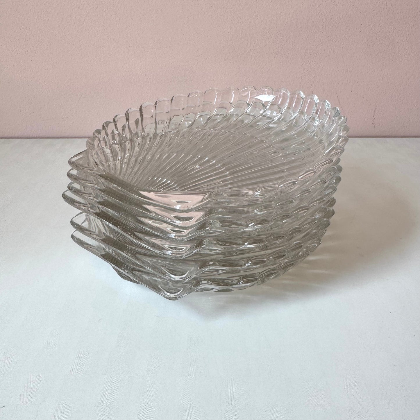 Vintage Set of 6 Glass Shell Side Plates (as is)