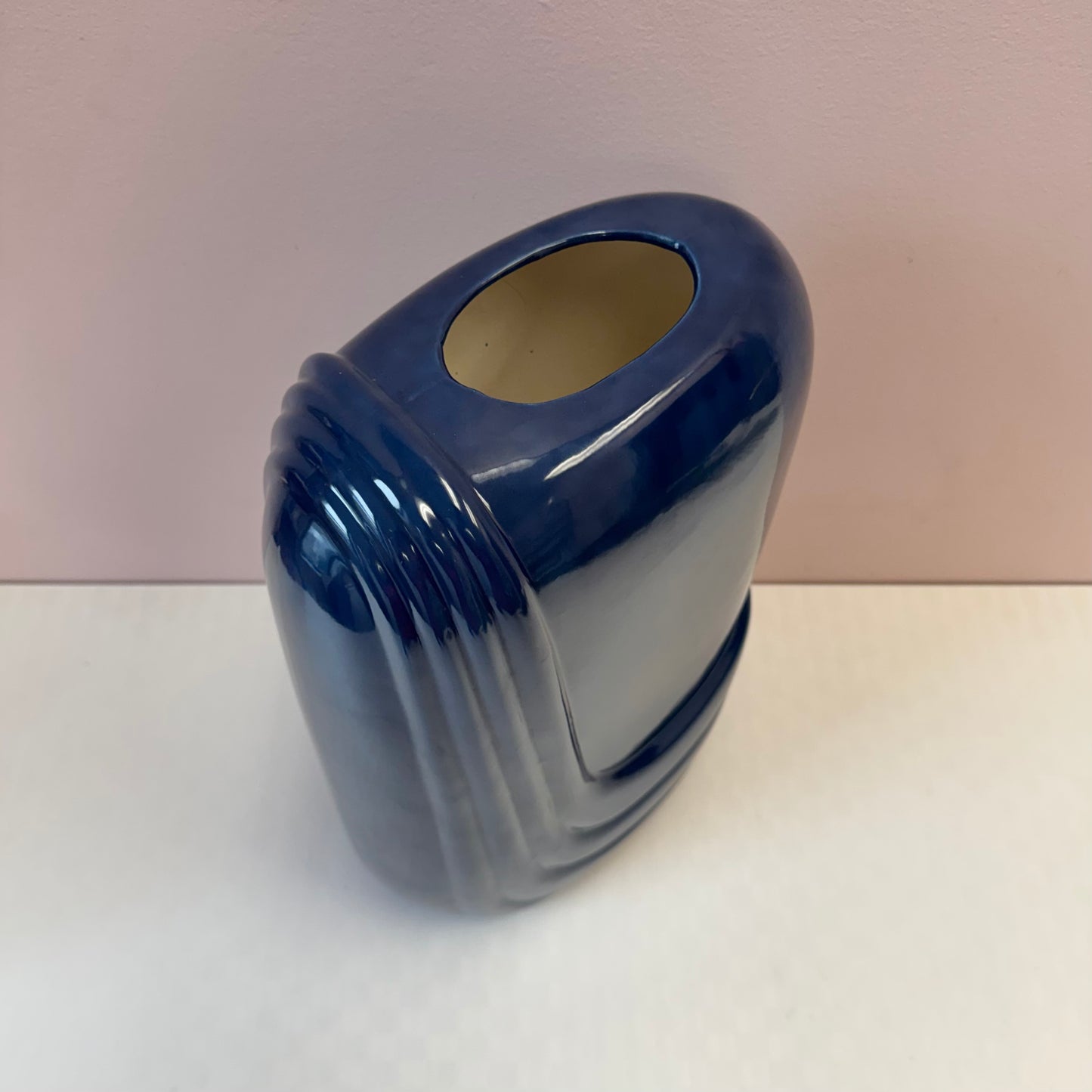 Vintage Art Deco Style Dark Blue Ceramic Vase