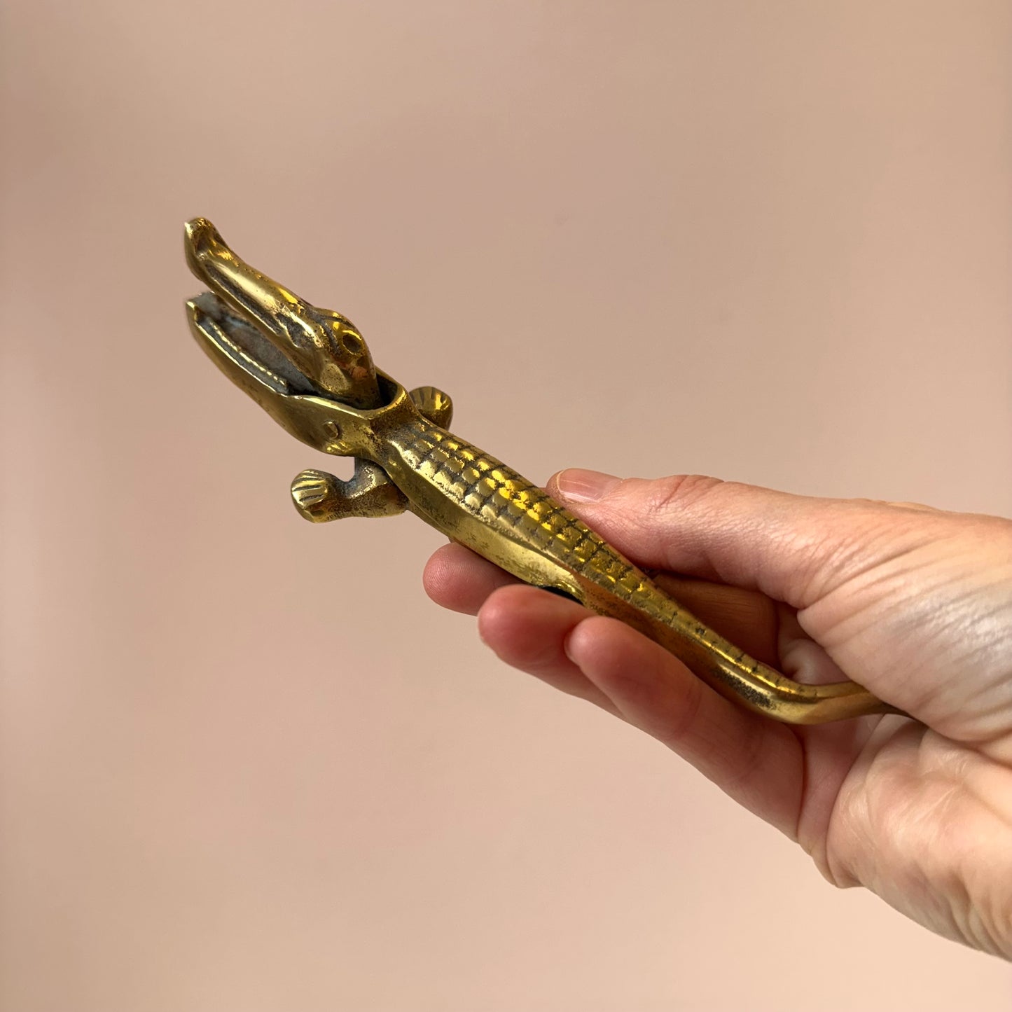 Vintage Brass Crocodile Nutcracker