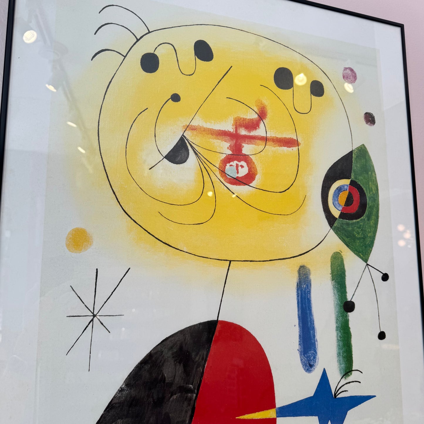 Vintage Framed Poster Titled "Et Fixe Les Cheveaux" by Joan Miró